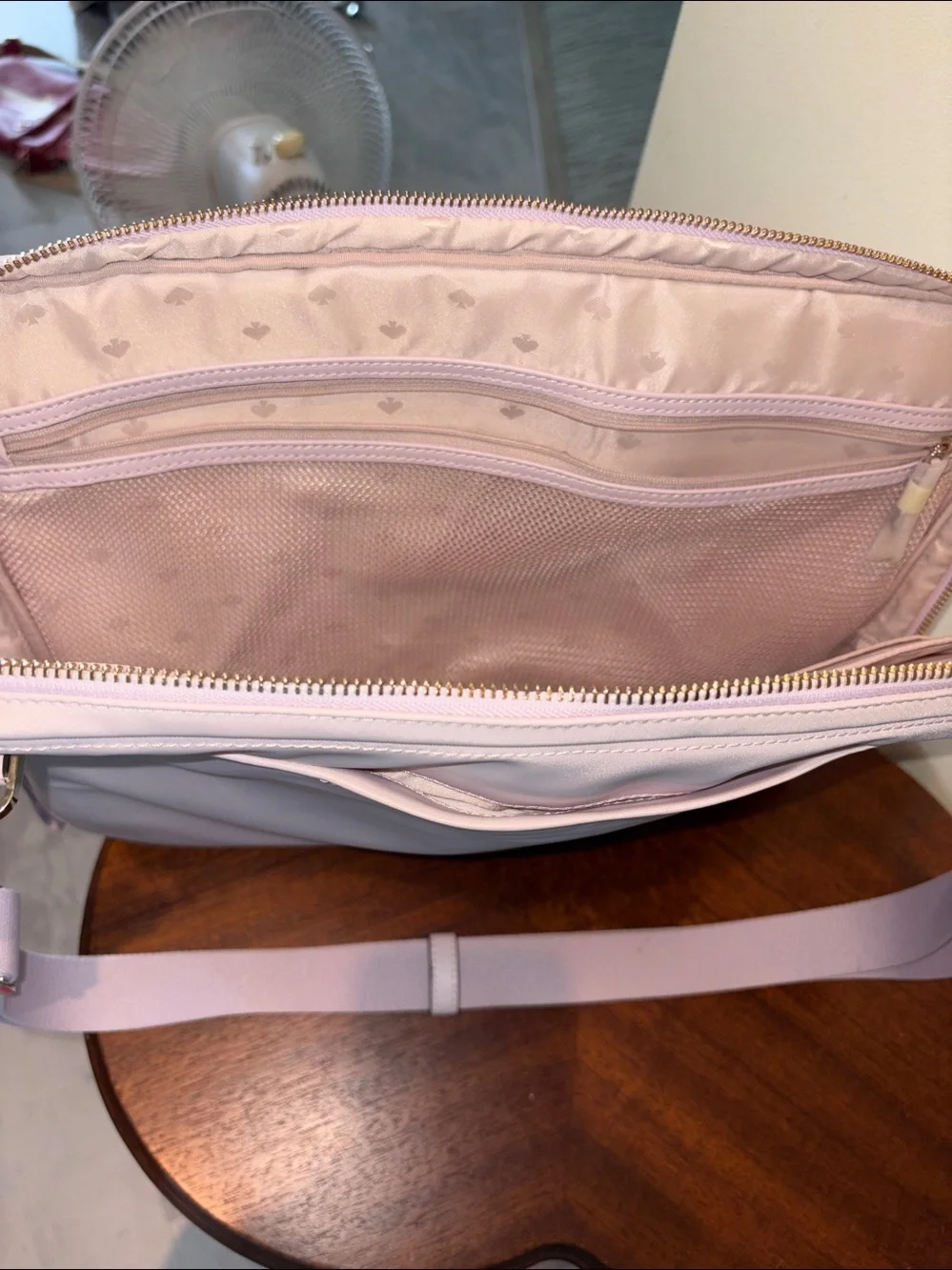 Kate Spade laptop case  Computer bag  HD nylon  pastel violet  Gold tone  Padded